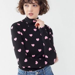 Lazy Oaf Black Heart Turtleneck - Size 6